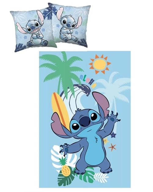 Disney Stitch decor pude og fleece tæppe , blå